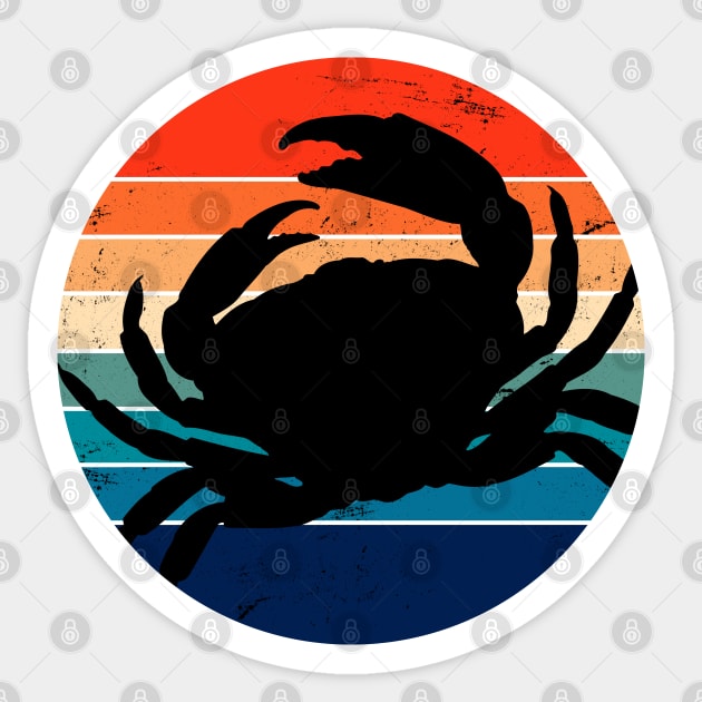 Crab Silhouette Sea Life Retro Sunset Sticker by ShopBuzz